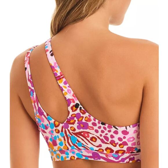 NWT Jessica Simpson Women's Multicolor-Print One-Shoulder Bikini Top Size Medium - Picture 2 of 5
